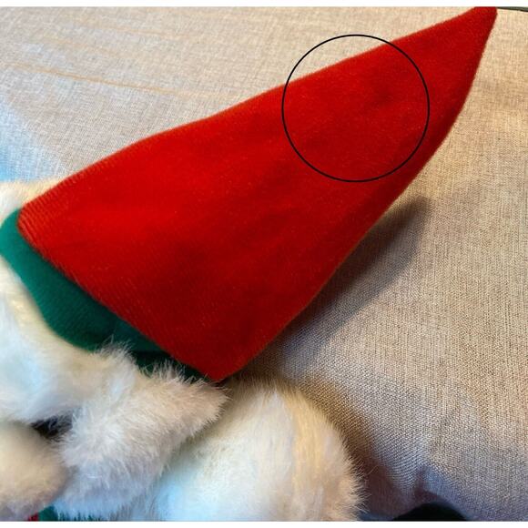 Sasco Inc White Christmas Teddy Bear Santa Hat Bow Tie Plush Stuffed Animal 9" - Picture 4 of 4